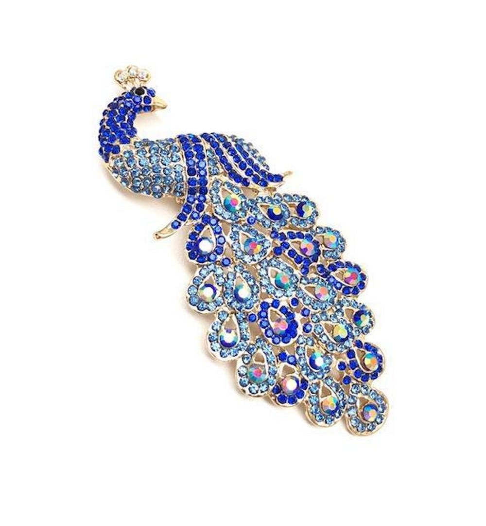 Large Royal Blue Jewel Peacock Broach (1 of 2)