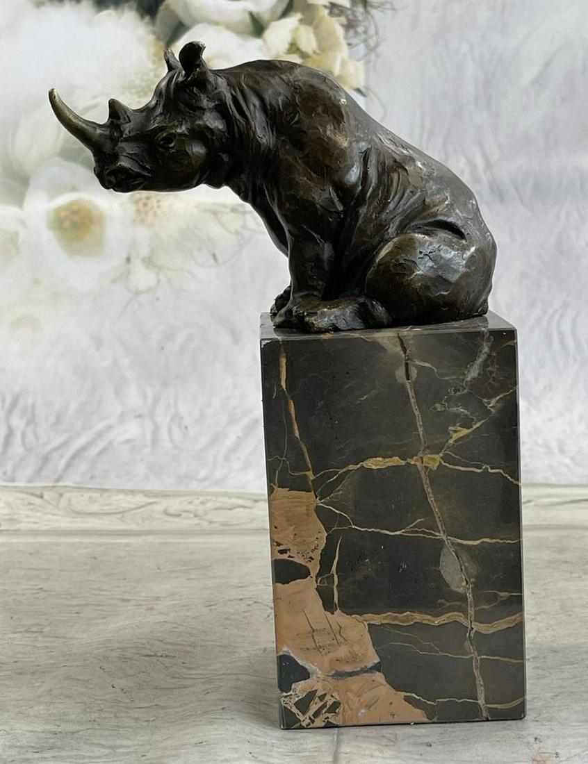 Signed Original African Rhino Wild Life Book End Marble (1 of 3)