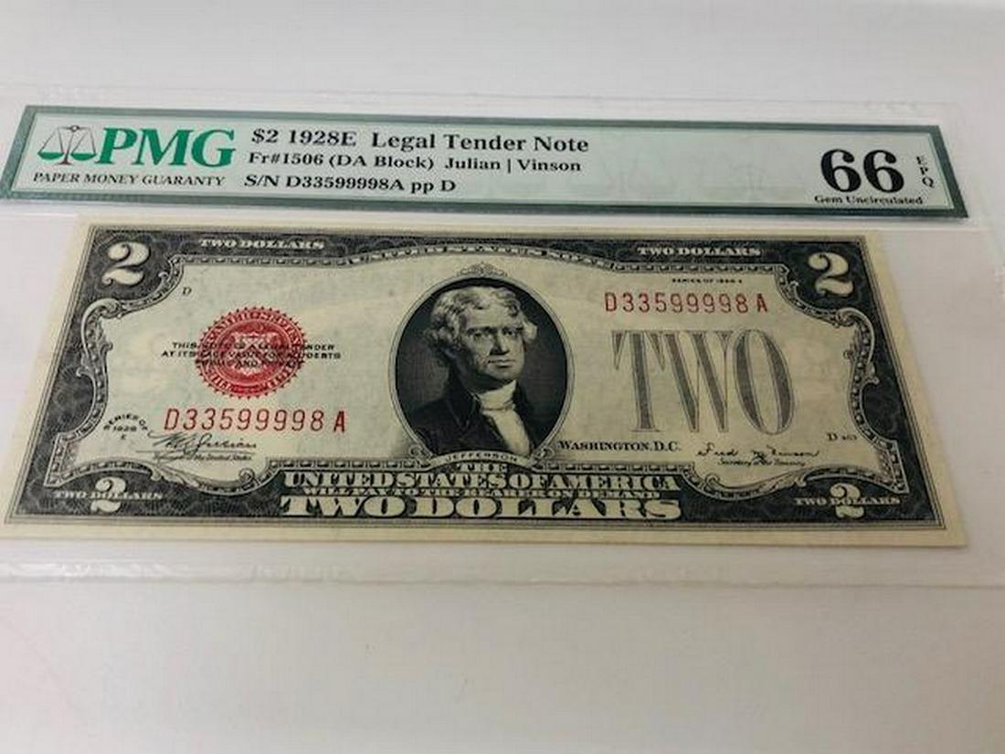 *RARE* $2 1928E US Bill - Legal Tender Note / PMG (1 of 3)