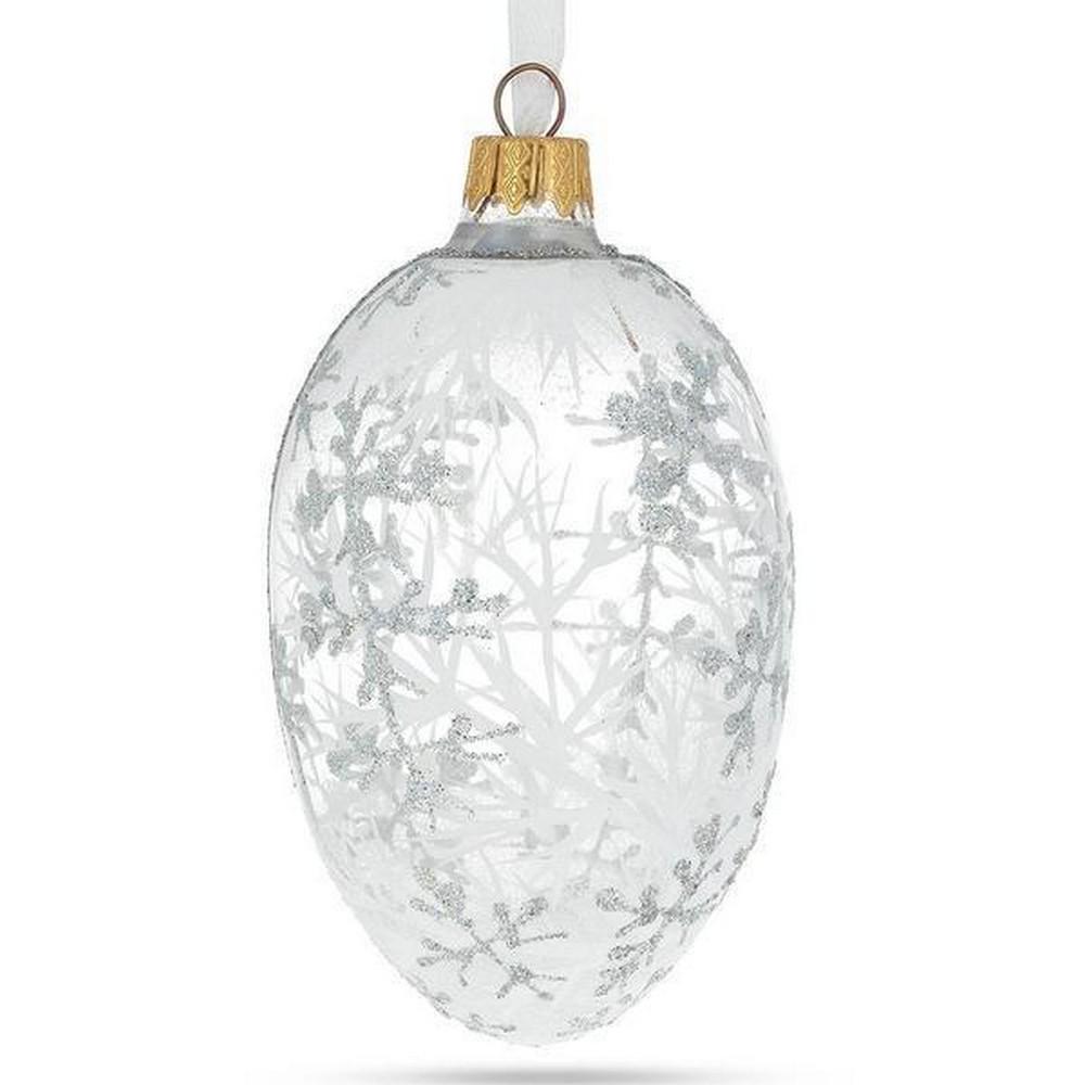 1913 Hand-painted Winter Royal Egg Glass Ornament. (1 of 2)