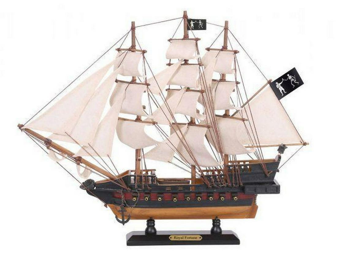 Wooden Black Bart's Royal Fortune White Sails Limited: Wooden Black Bart's Royal Fortune White Sails Limited Model Pirate Ship 15" Set sail for adventure on the wild seas aboard this scale tall model ship repli