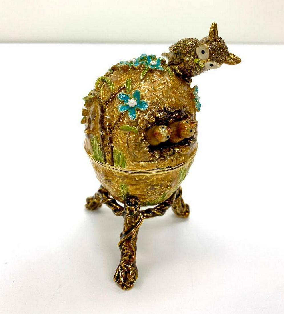 Keren Kopal Perched Owl Nest Faberge Egg (1 of 2)