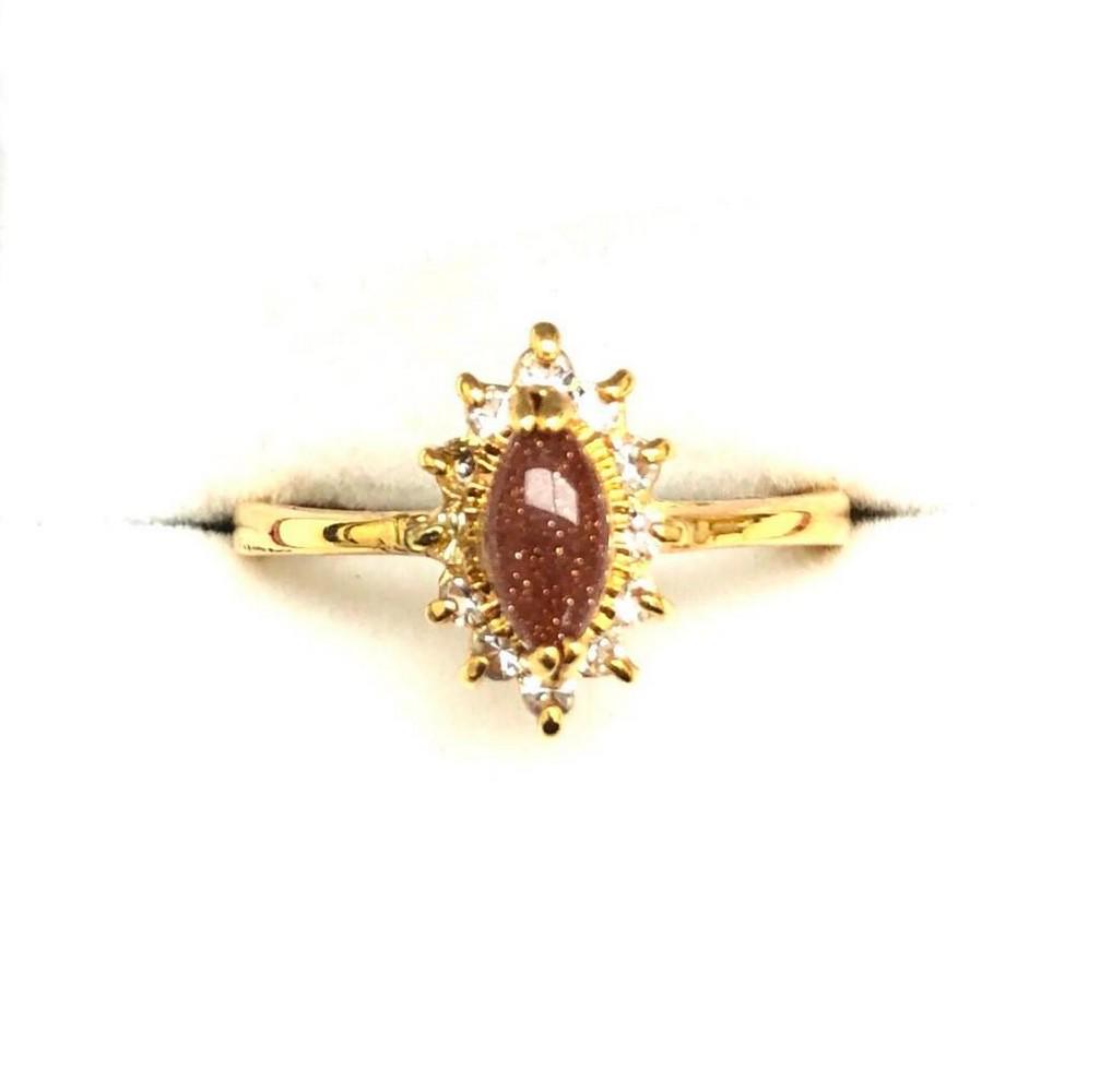 Size 9 Marquise Cut Goldstone Ring In 18KTGP Yellow (1 of 3)