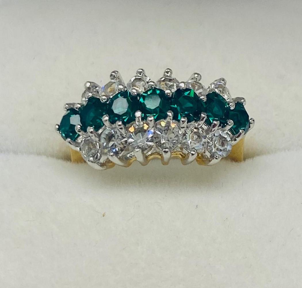 Designer Green & Clear Swarovski Crystal Set In 18KT (1 of 2)