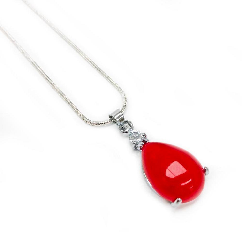Sterling Silver 925 Necklace Red Jade Pendant (1 of 4)
