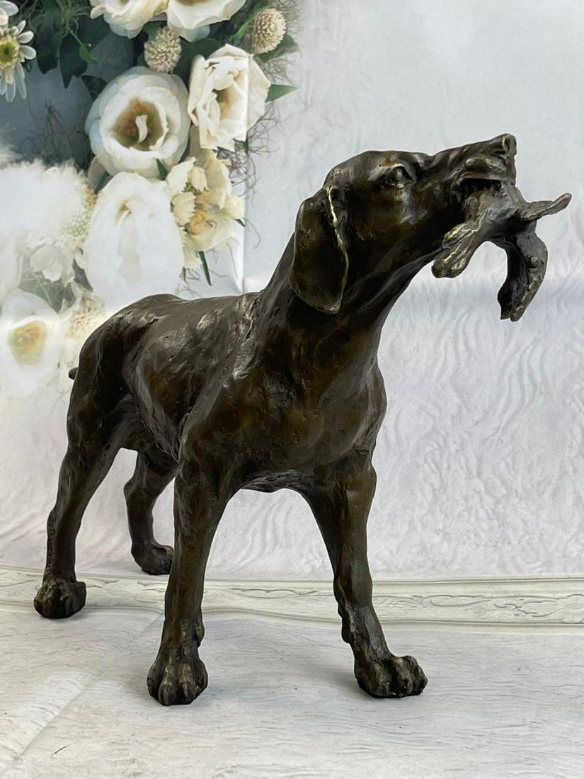Signed Truffot Hunting Dog With Dead Bird Bronze (1 of 5)