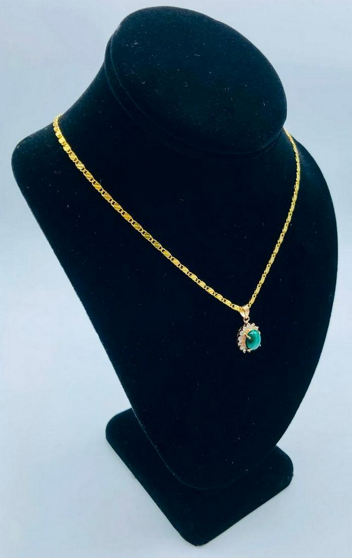 Ladies Green Jade Pendant with Swarovski Crystals (1 of 2)