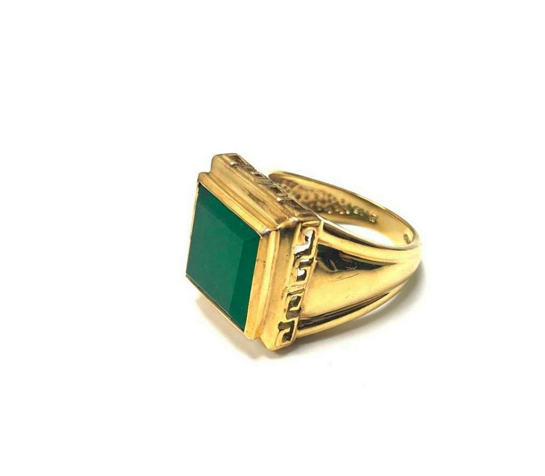 Men's Vermeil Sterling Silver Ring With Jade Square (1 of 2)