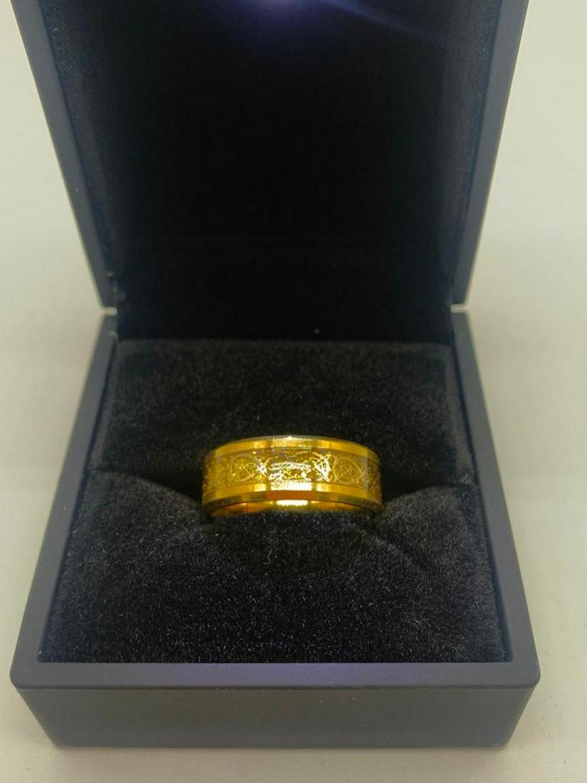 Titanium Mens/Women Celtic  Dragon, Gold Ring (1 of 3)
