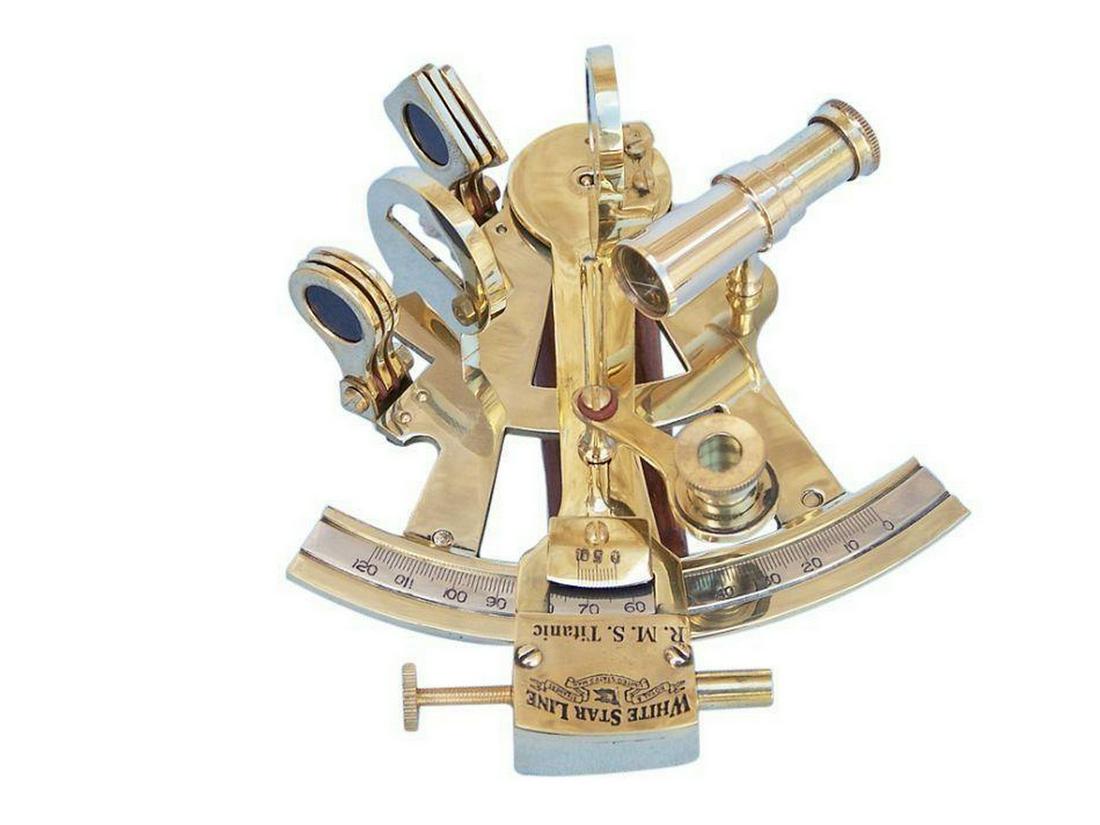 Titanic White Star Lines Sextant with Rosewood Box 5": Titanic White Star Lines Sextant with Rosewood Box 5" This brass sextant is a wonderfully crafted replica of the on