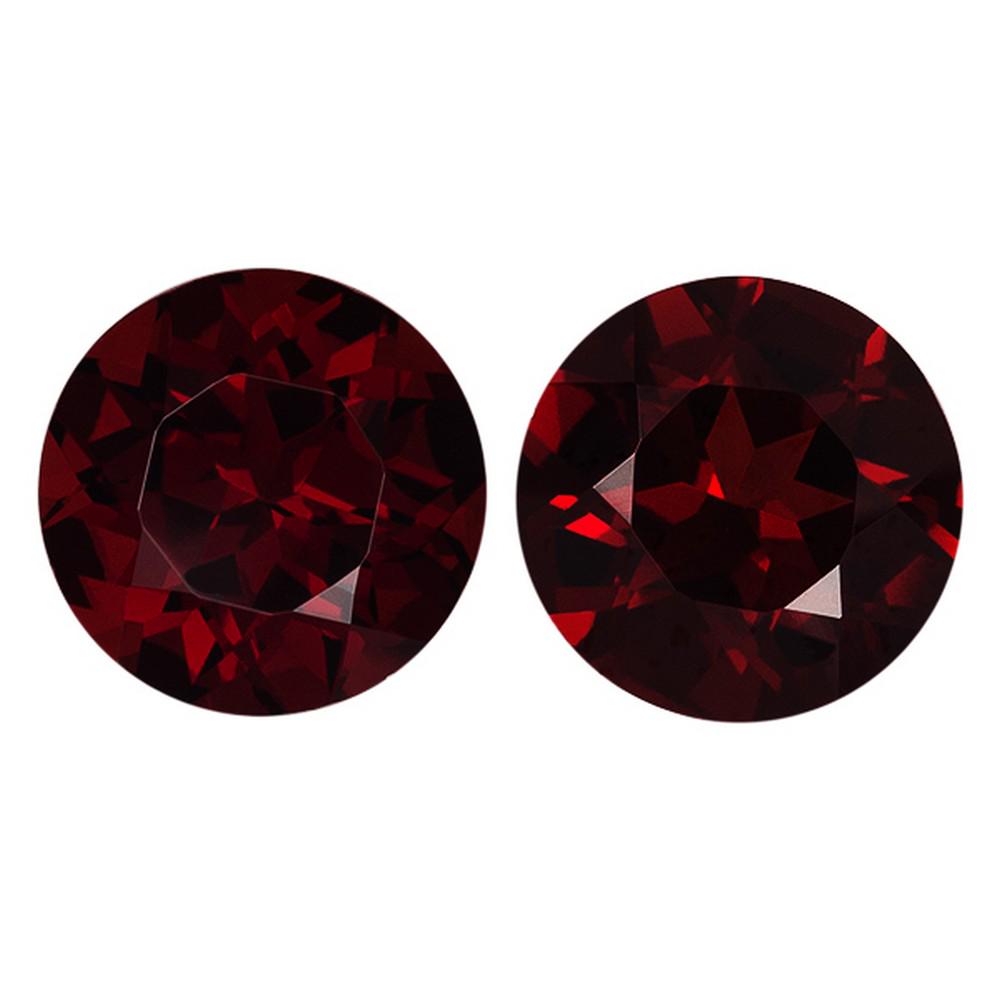 LOT OF 2 NATURAL EXTRA FINE ROUND CUT DEEP RED MOZAMBIQUE GARNET (1 of 2)