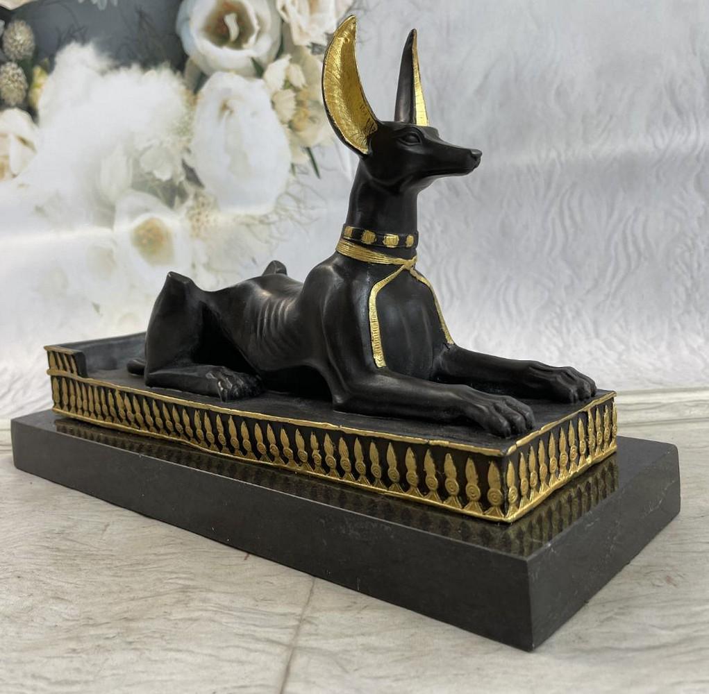 EGYPTIAN ANUBIS JACKAL BUST ON PLINTH STATUE ANTIQUE BRONZE STATUE BY MILO (1 of 3)