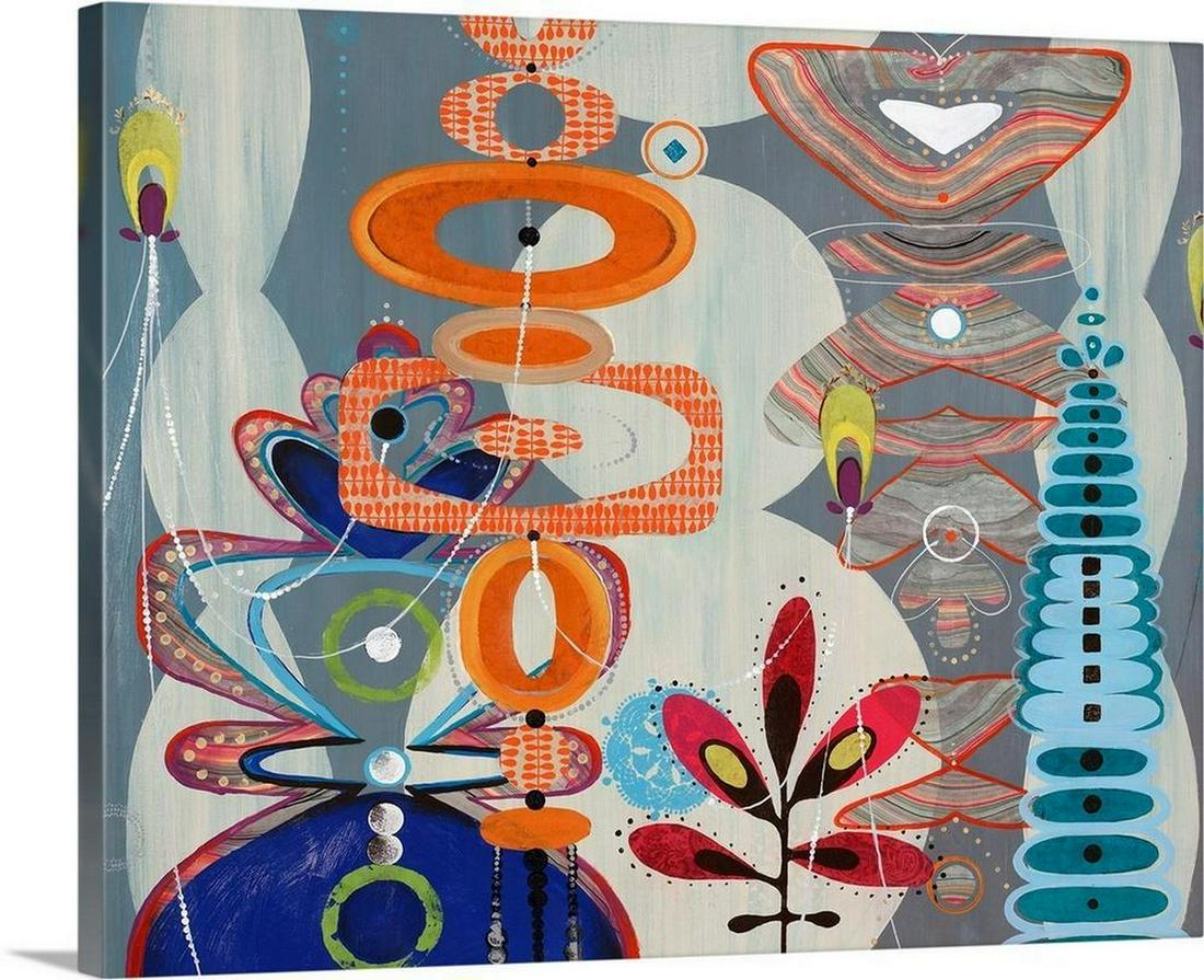 Wonka World Wall Art Canvas: Wonka World Wall Art Canvas By Sydney Edmunds Fun, contemporary painting of eclectic shapes and patterns, reminiscent of the iconic candy factory tale. Width: 30 inches Height: 24 inches View photo