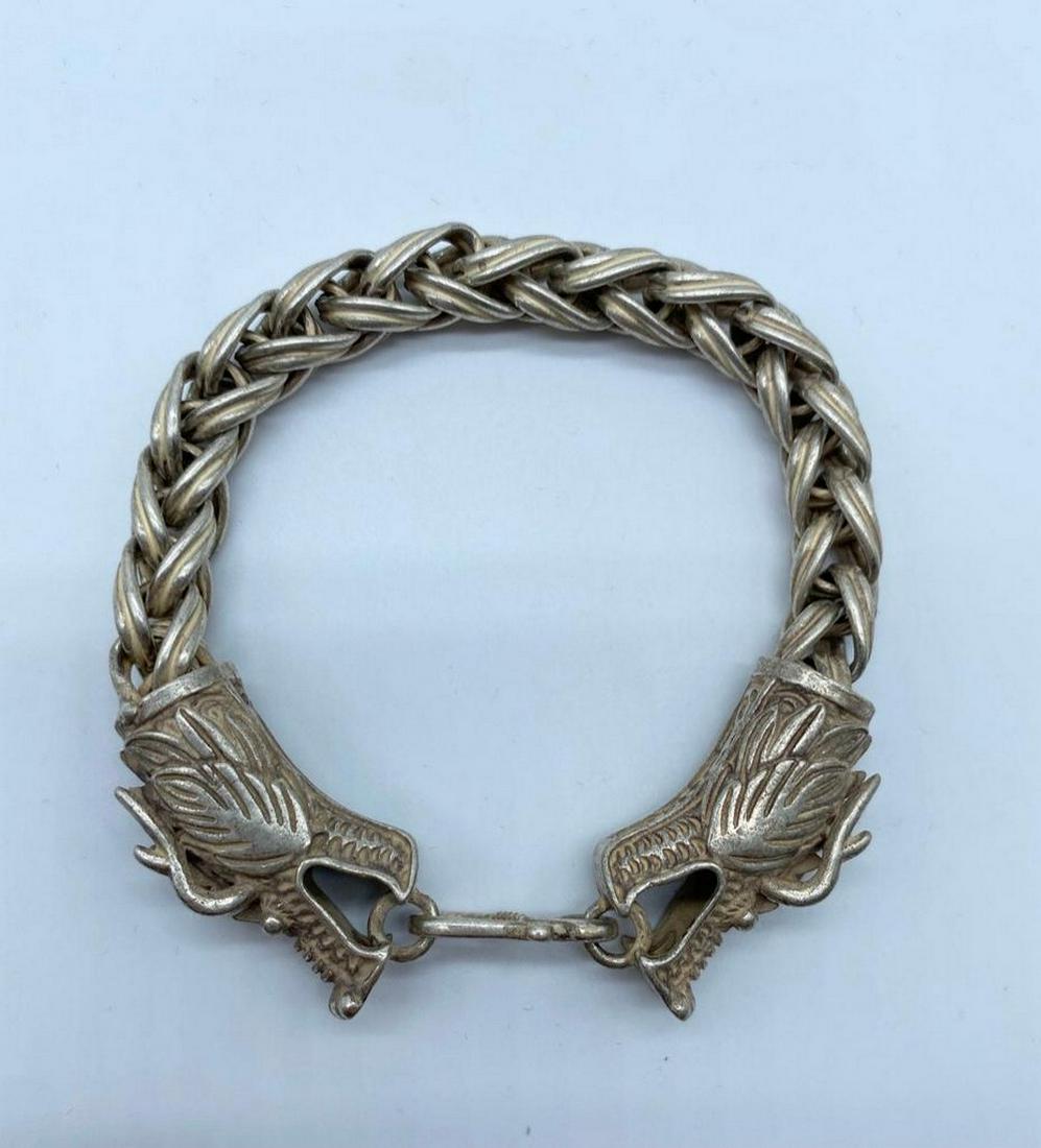 Breathtaking Tibetan Silver Handmade Dragon Head Bracelet (1 of 3)