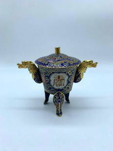 Old Decorated Handwork CloisonnÃ© Incense Burner: Old Decorated Handwork CloisonnÃ© Incense Burner A handmade cloisonne pattern incense burner featuring a dragon design. Height: 4 1/2" Width: 5" View photos for further details.