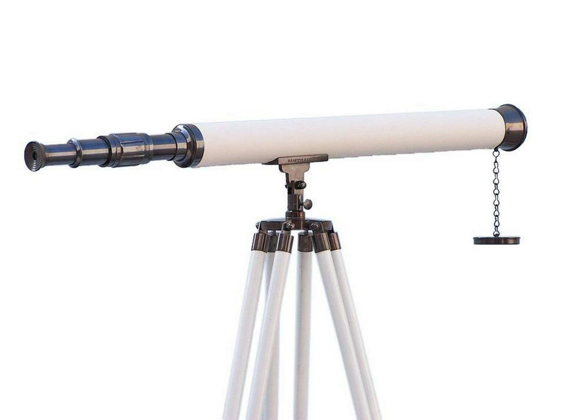 Floor Standing Oil-Rubbed Bronze/White Leather Harbor Master Telescope 60" (1 of 3)