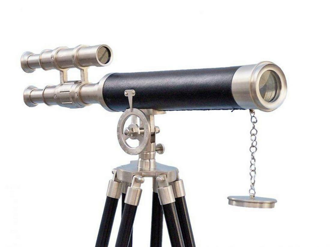 Floor Standing Brushed Nickel With Leather Griffith Astro Telescope 50" (1 of 3)