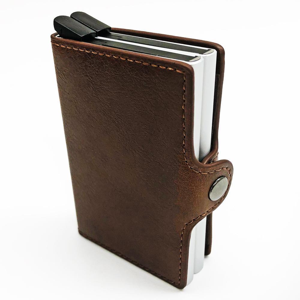 RFID Leather Wallet with Card pop out Mechanism: RFID Leather Wallet with Card pop out Mechanism. This Wallet Protects Credit and Bank Cards From Scan Fraud. Unique Pop Out Lever Card Dispenser. View Photos For Further Details.