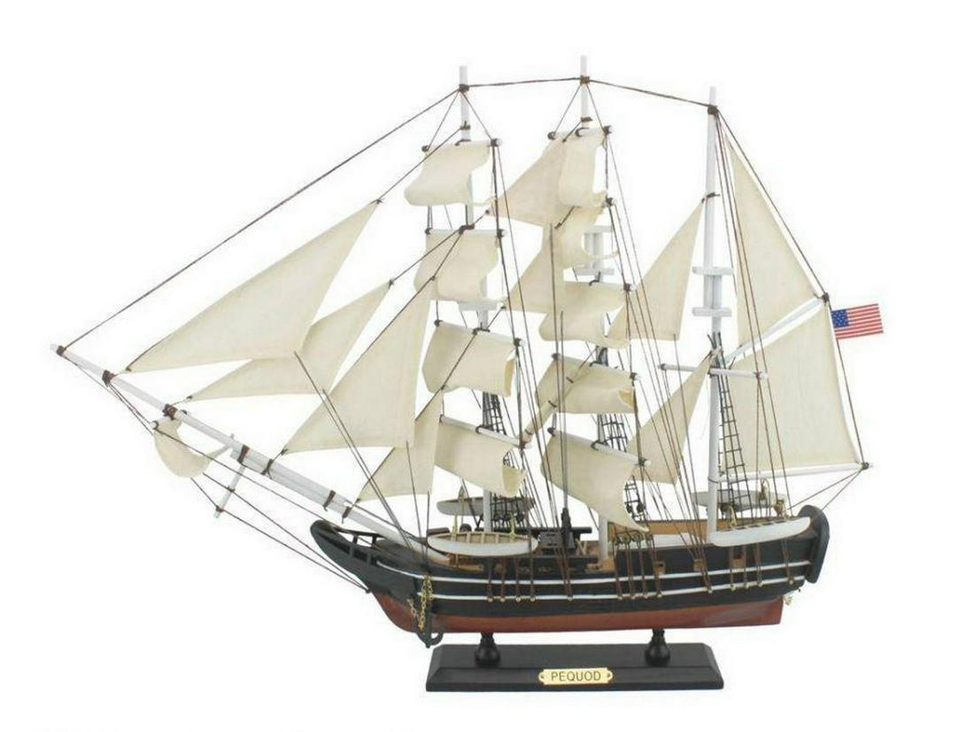 Wooden Moby Dick - Pequod Model Whaling Boat 24": Wooden Moby Dick - Pequod Model Whaling Boat 24" Finely-crafted details and museum-quality features define this replica tall ship model of the Pequod. Devoted attention to historical accuracy ensu