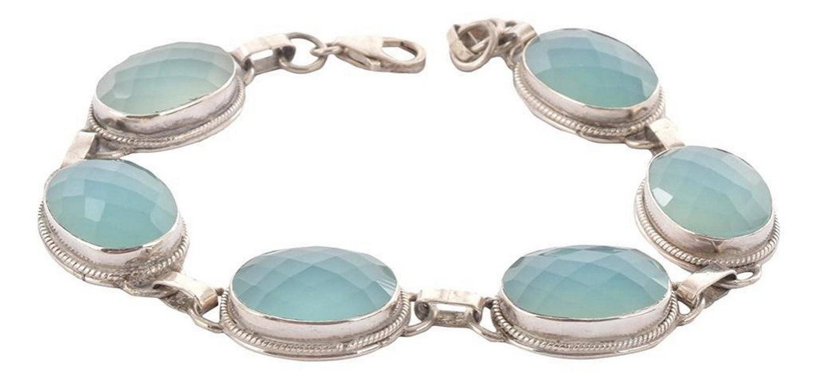 Soft Sterling Silver and Blue Agate Gemstone Bracelet (1 of 2)