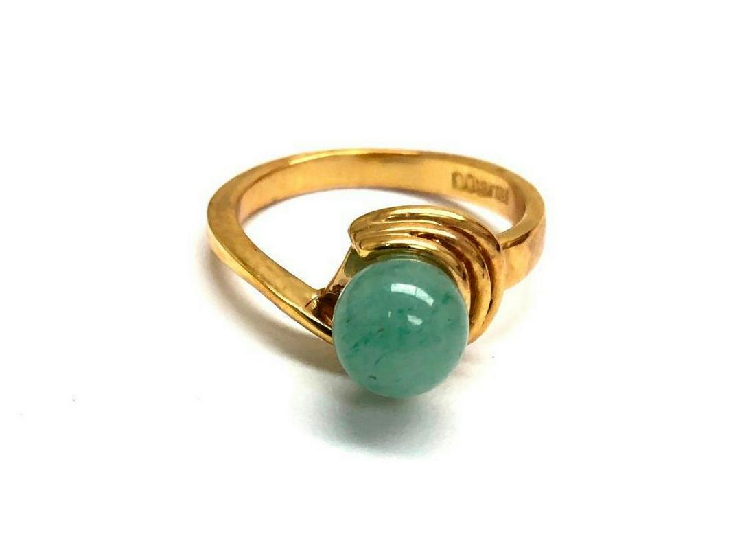 Size 7 Jade Sphere Stone In 18KTGP Yellow Gold Electroplate Finish Ring. (1 of 4)