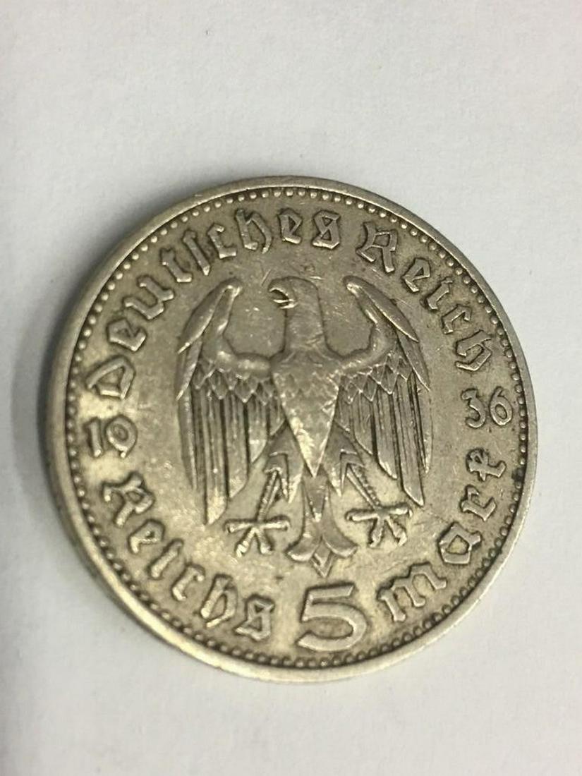 1934 GERMAN WW2 NAZI 5 Mark Swastika Silver Historic: 1934 GERMAN WW2 NAZI 5 Mark Swastika Silver Historic Coin - Germany War. View Photos For Further Detail.