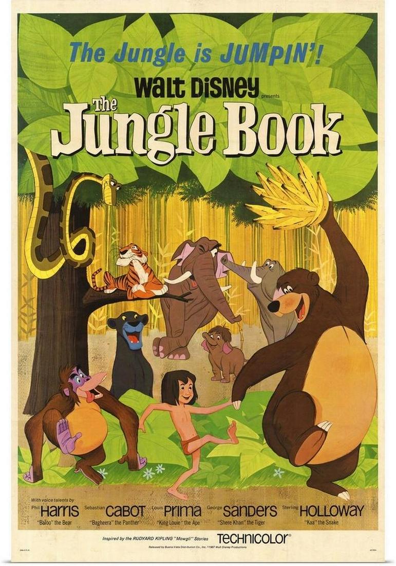 1967 "The Jungle Book" Movie Poster Print: 1967 "The Jungle Book" Movie Poster Print. Dimensions: 20" x 30" View Photos for Further Details.