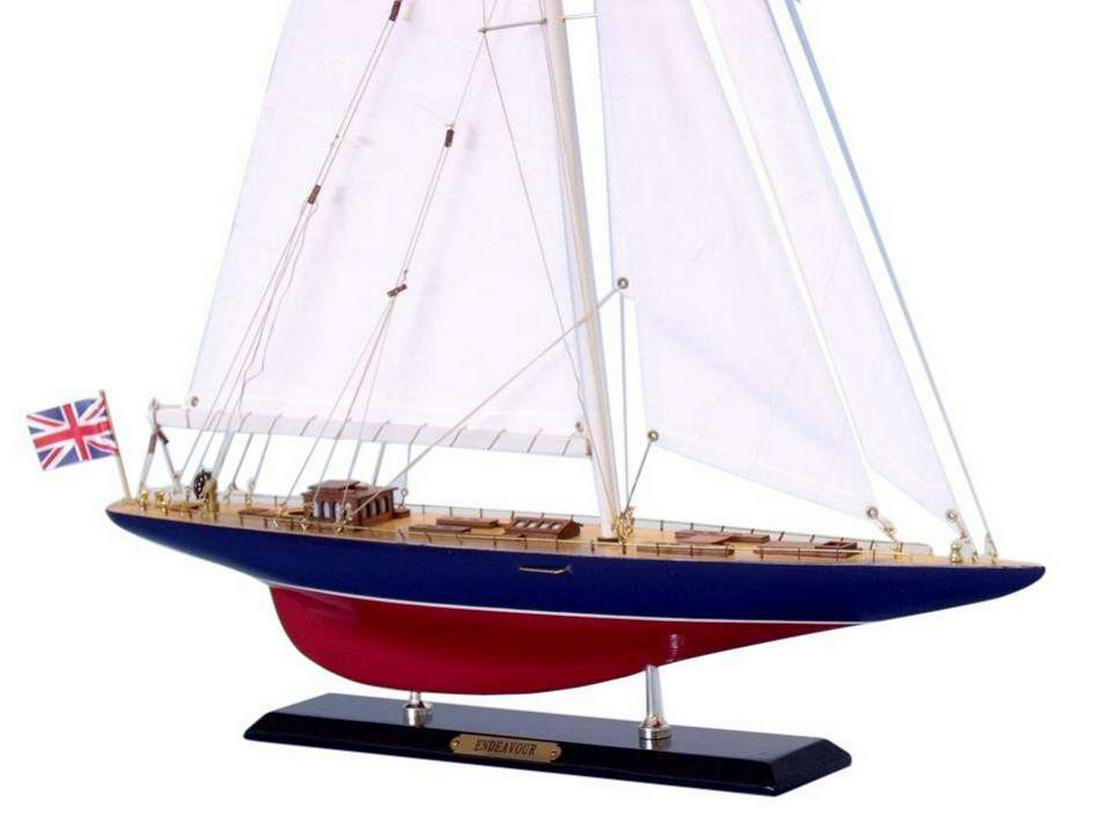 Wooden Endeavour Limited Model Sailboat Decoration 27": Wooden Endeavour Limited Model Sailboat Decoration 27" The Limited Edition sailing ship models of the famous Americaâ€™s Cup challenger Endeavour feature significantly upgraded deck featur