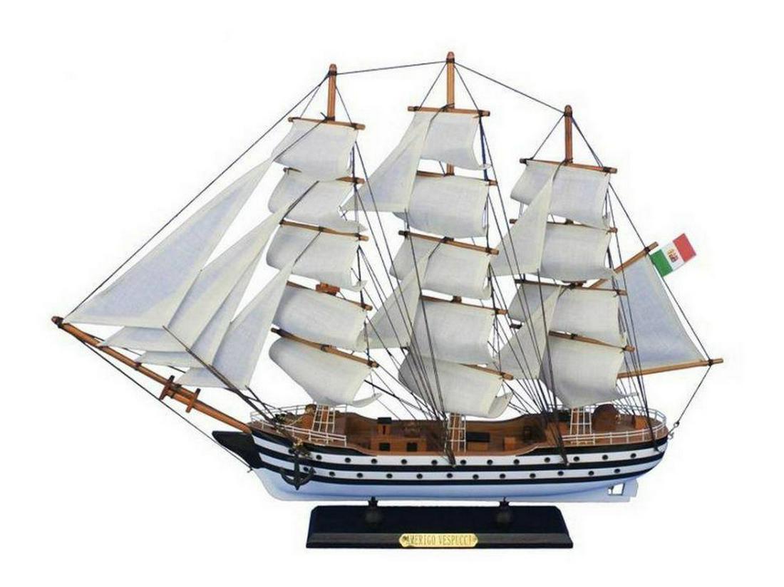 24" Wooden Amerigo Vespucci Tall Model Ship: 24" Wooden Amerigo Vespucci Tall Model Ship Perfectly sized for any small shelf, desk or mantle, these fine tall ship models of the Amerigo Vespucci are historically accurate scale model replicas