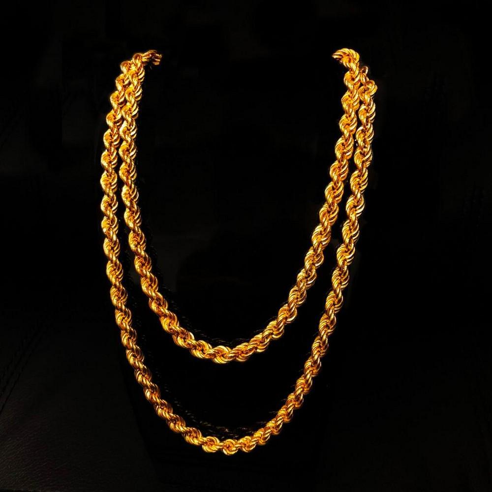 Mens 33" Twisted Braid Link 14k Gold Necklace (1 of 3)