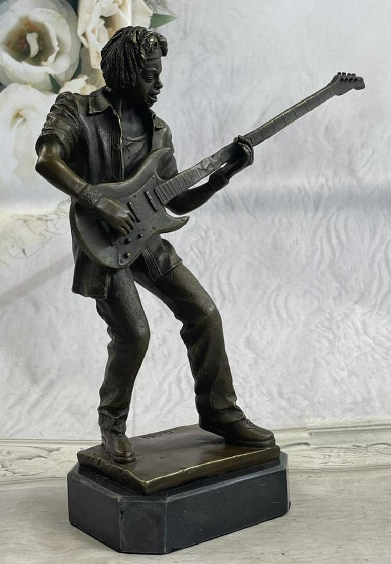 Signed Handcrafted Rick James Guitar Player Bronze Sculpture Sep 22 Weatherham Estate Treasures In On