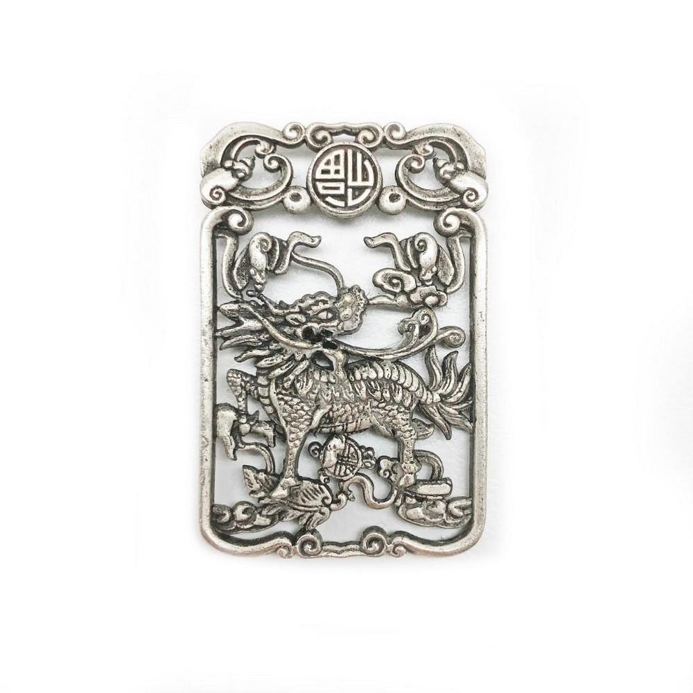 Exquisite Chinese Tibetan Silver Hand Carved Foodog (1 of 3)