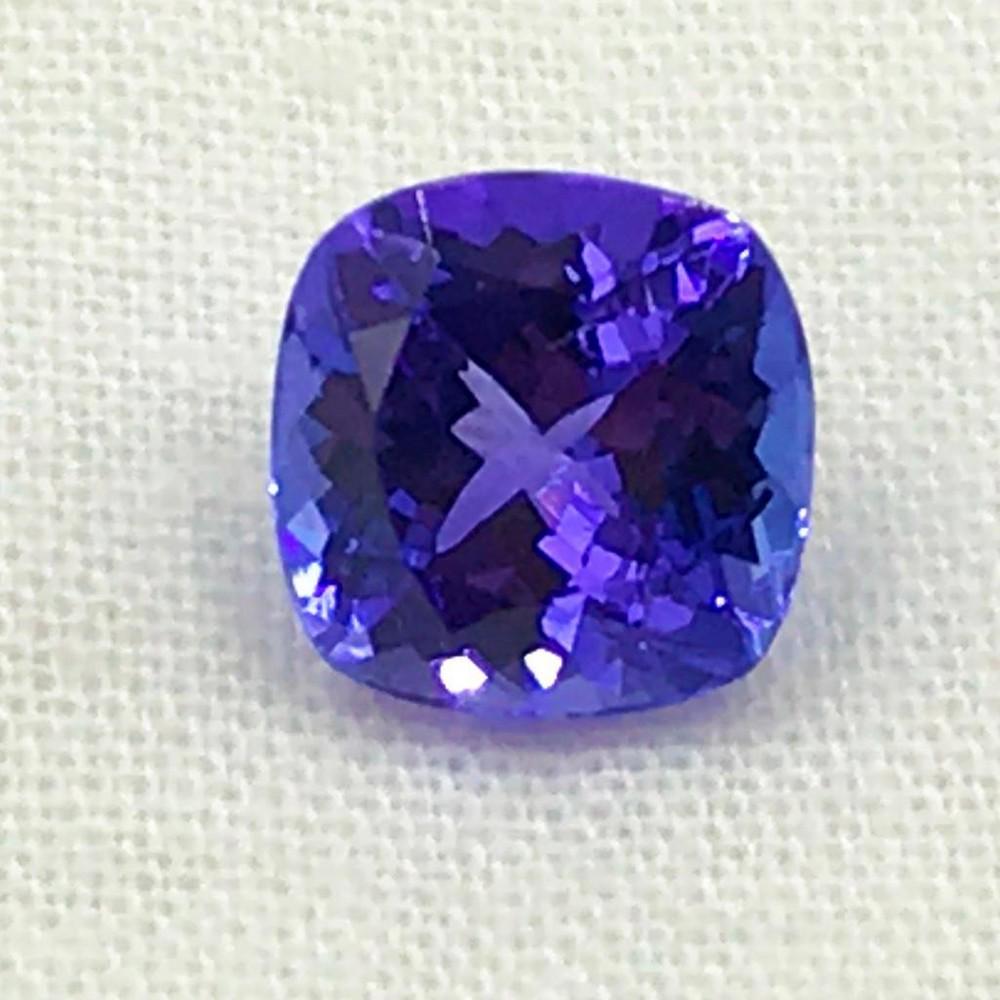 Tanzanite Cushion Faceted: Tanzanite Cushion Faceted Tanzanite gemstone flawless piece, Size- 7.1 mm, Weight- 1.72 ct View photos for further details.