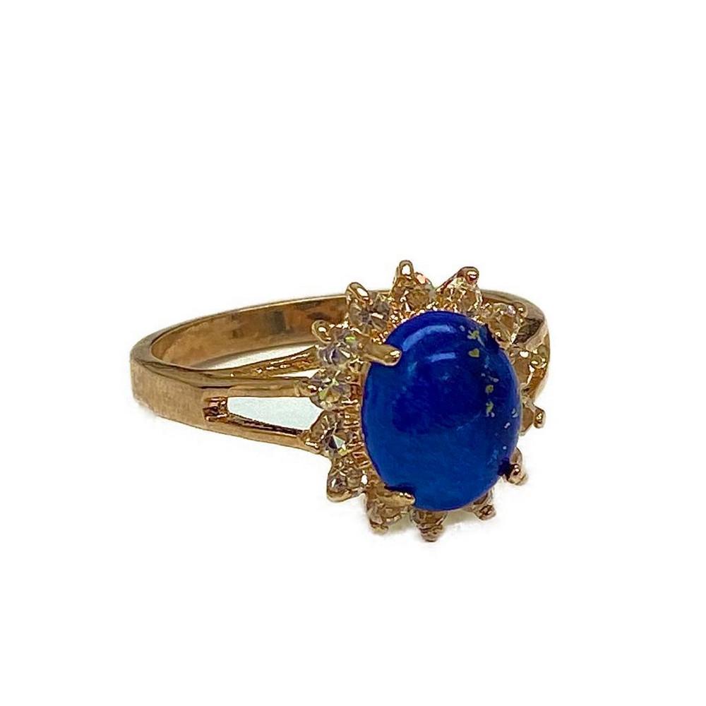 Alluring Lapis Lazuli And Swarovski Crystal 18kt Gold Plated Ring (1 of 2)