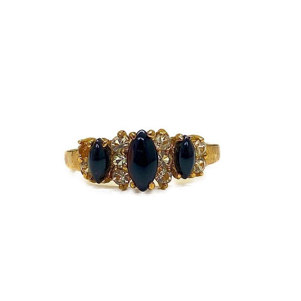 Exquisite Onyx And Swarovski Crystal 18kt Gold Plated Ring (1 of 2)