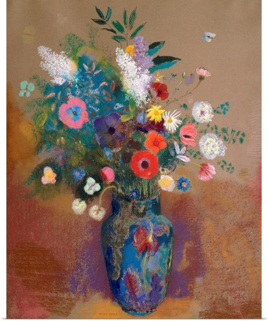 Bouquet of Flowers Wall Art Print by Odilon Redon: Bouquet of Flowers Wall Art Print by Odilon Redon Odilon Redon Born in Bordeaux before moving to Paris, Odilon Redon specialized in oils and pastels to create his rich body of work that contained stil