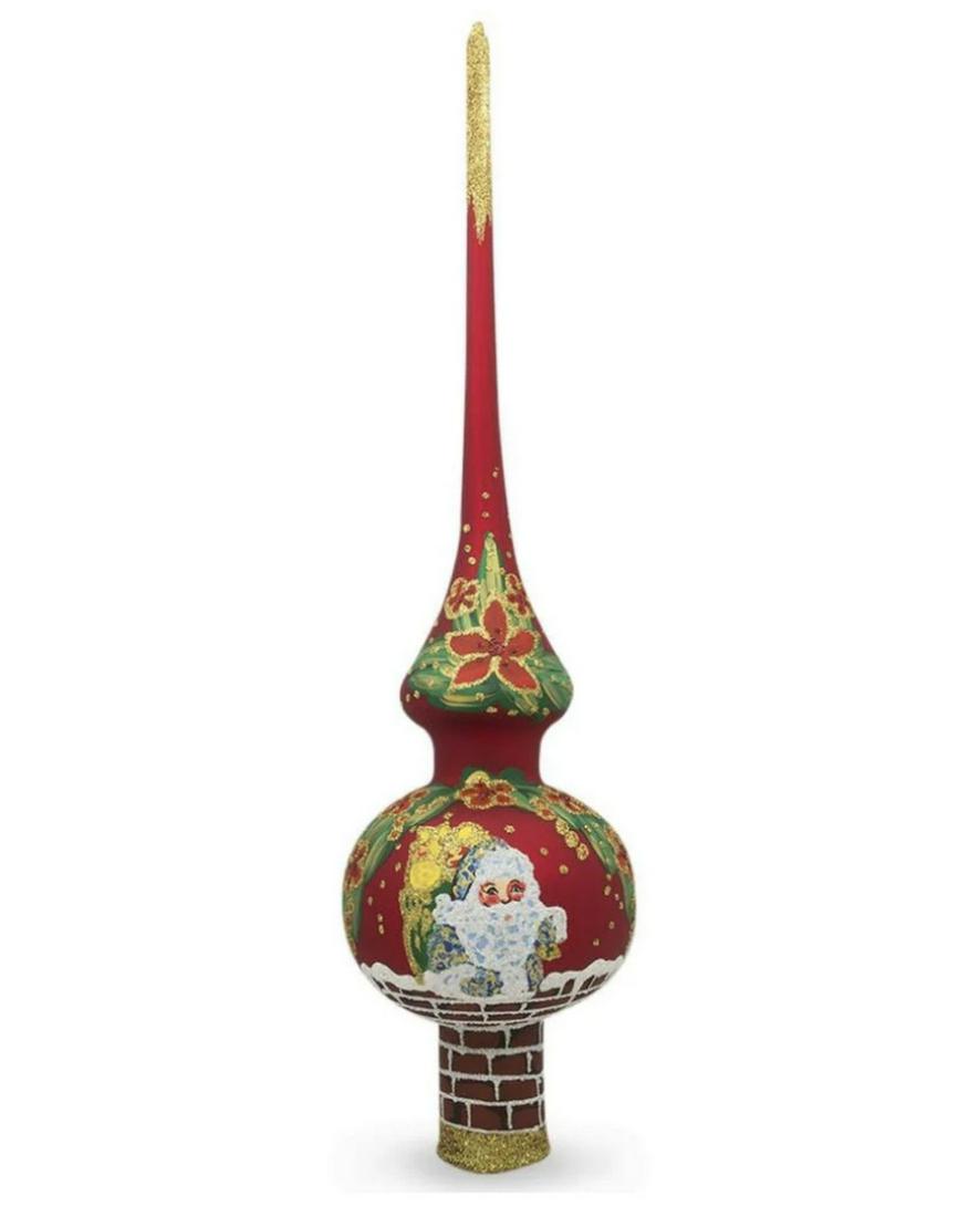 Santa Climbing Down The Chimney Tree Topper: Santa Climbing Down The Chimney Tree Topper Along with the Christmas balls, figurines, lights and bows, the most important piece of dÃ©cor on every tree, is the tree topper. Itâ€™s considered