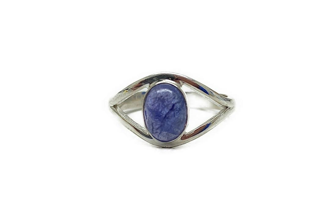 Tanzanite Cabochon and 925 Sterling Silver Ring (1 of 2)