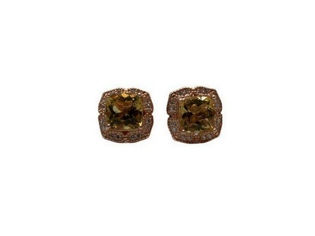 Yellow Beryl Rose Gold Set: Yellow Beryl Rose Gold Set Beautiful 14k rose gold plated over 925 sterling silver necklace and earrings with a yellow cushion cut Beryl. Surprise someone you care about with this great gift for any a
