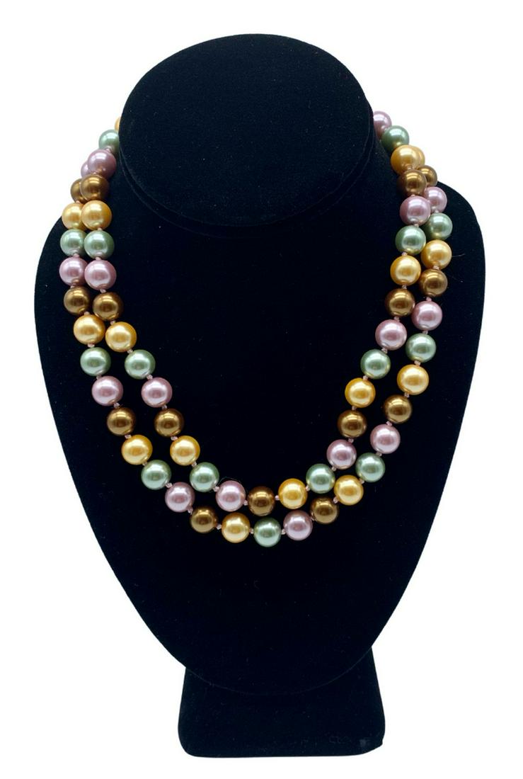 36" Multi-Color Polished Pearl 10mm Bead Necklace With Clasp (1 of 4)
