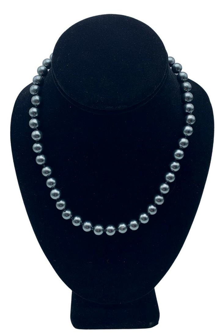3 Piece - 8mm Onyx Luster Pearl Bead Necklace Bracelet & Earring Set (1 of 7)