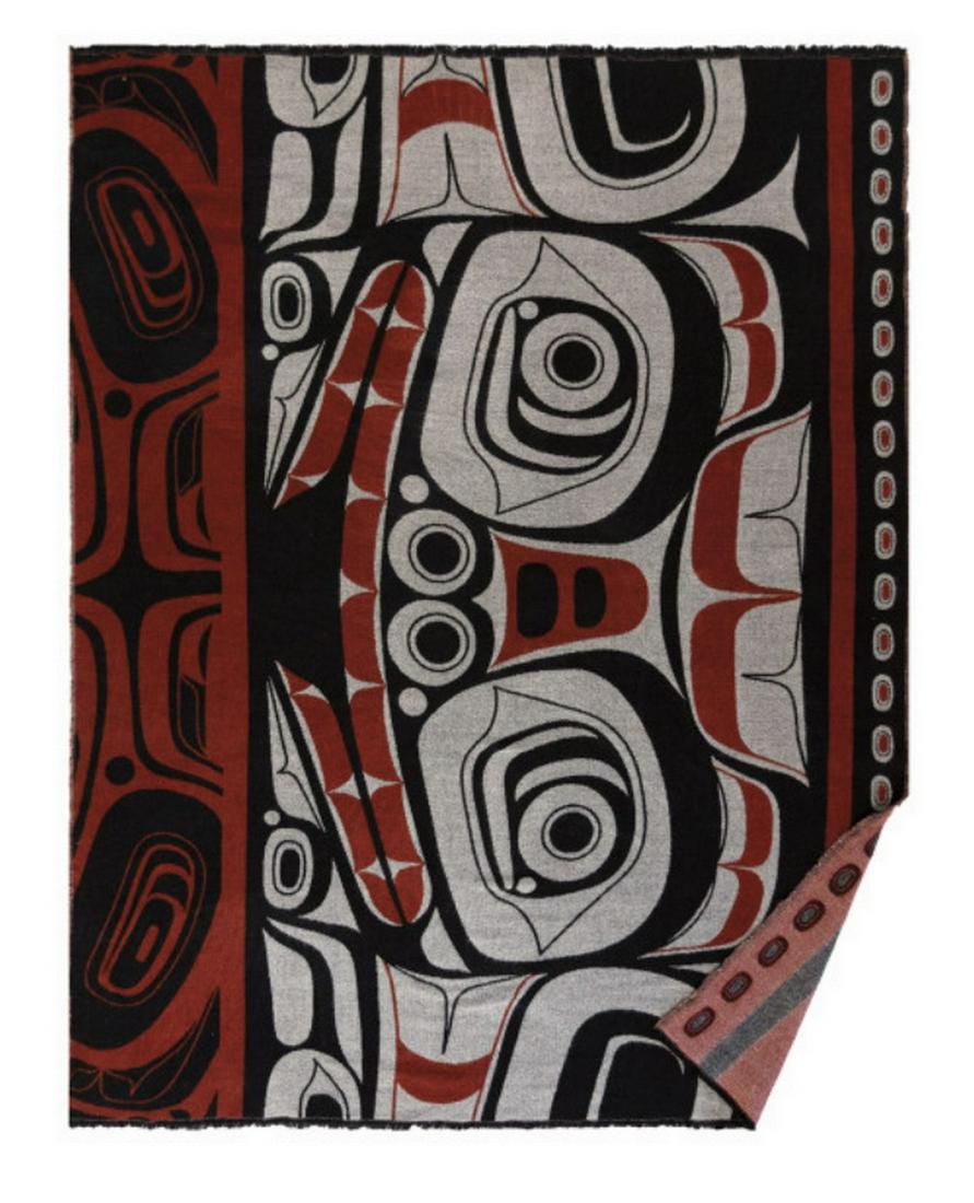 60" x 80" Matriarch Bear Woven Blanket: 60" x 80" Matriarch Bear Woven Blanket Soft and stunning, surround yourself in beautiful art with a Native Woven Blanket while you cozy up at home. These blankets are made for any home and are