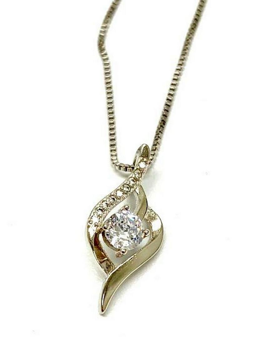 Ladies CZ Diamond Flame Spirit Pendant Necklace (1 of 1)