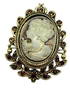 Vintage White Gold Cameo Brooch With Silhouette Of A Beauty