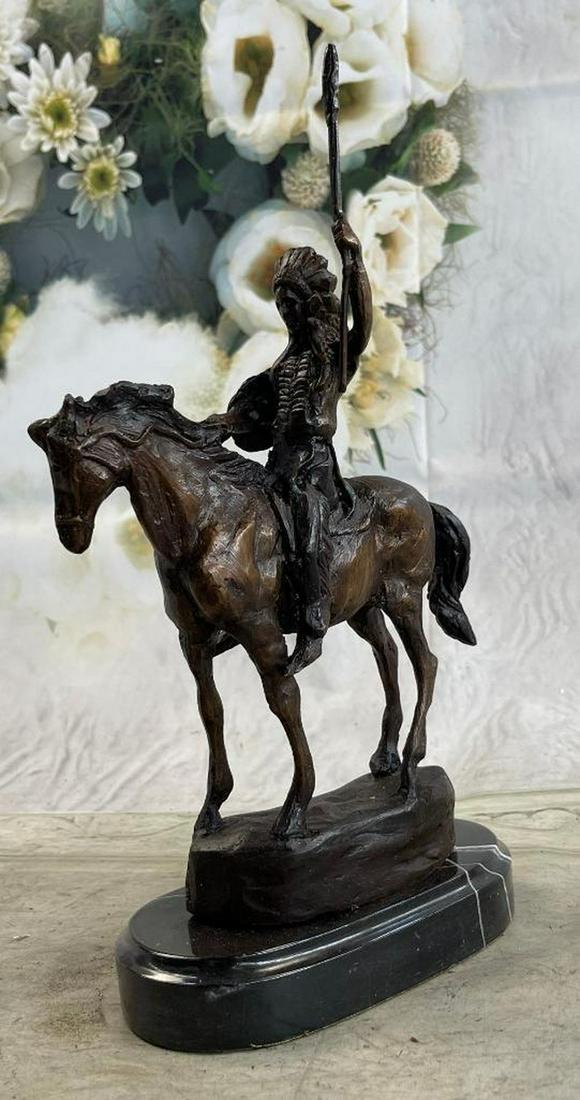 Mohican Western Native American on Horseback Bronze Statue (1 of 6)