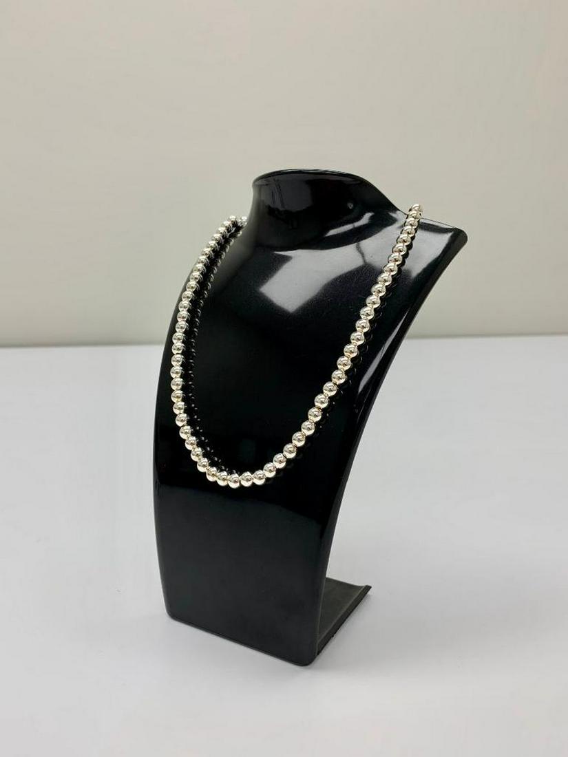 925 Sterling Silver Italian Handmade Bead Ball Chain Necklace for Women (1 of 3)