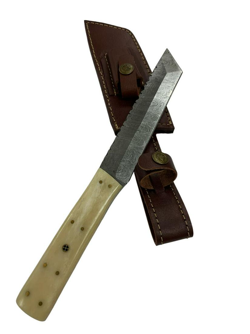 Custom Handmade Inlaid Bone Damascus Steel Shive Knife - Camel Bone: Custom Handmade Inlaid Bone Damascus Steel Shive Knife - Camel Bone Custom Made Damascus Knife With Genuine Leather Sheath To Keep The Blade Safe & Make Carrying & Storing Easy. Each Sheath Is