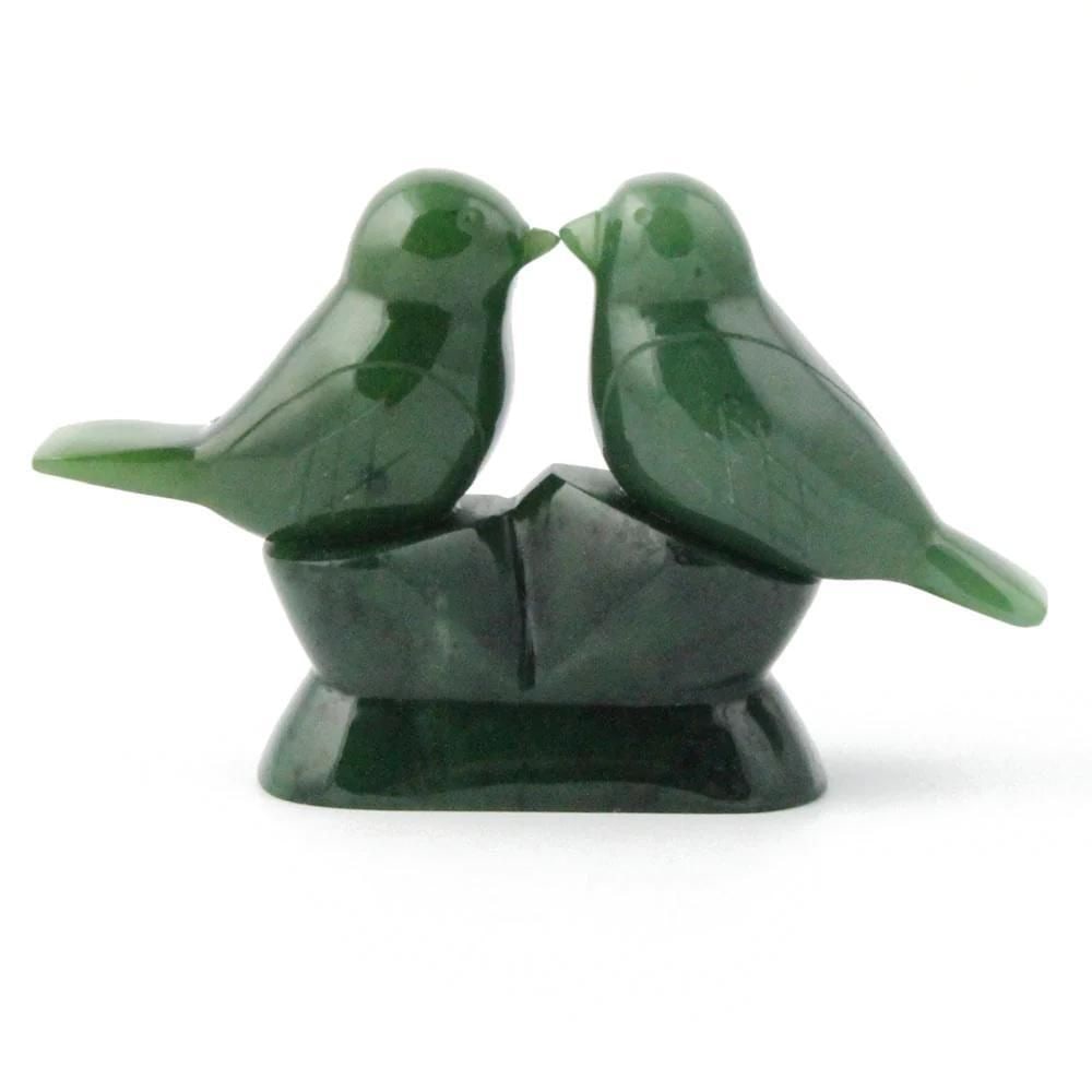 Canadian Nephrite Jade Two Lovebirds Carving (1 of 2)