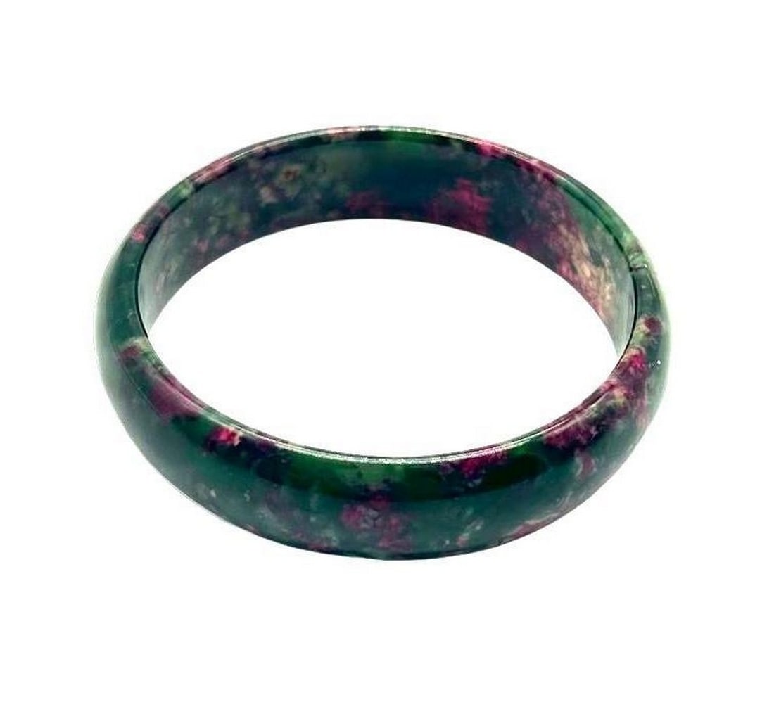 Lavender and Green Nephrite Jade Bangle (1 of 2)