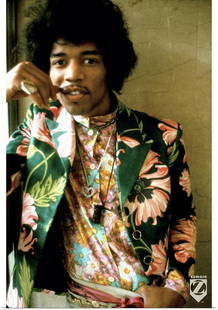 Jimi Hendrix Colored Floral Jacket Wall Art Print: Jimi Hendrix Colored Floral Jacket Wall Art Print Dimensions: 20 x 30 inches View photos for further details.